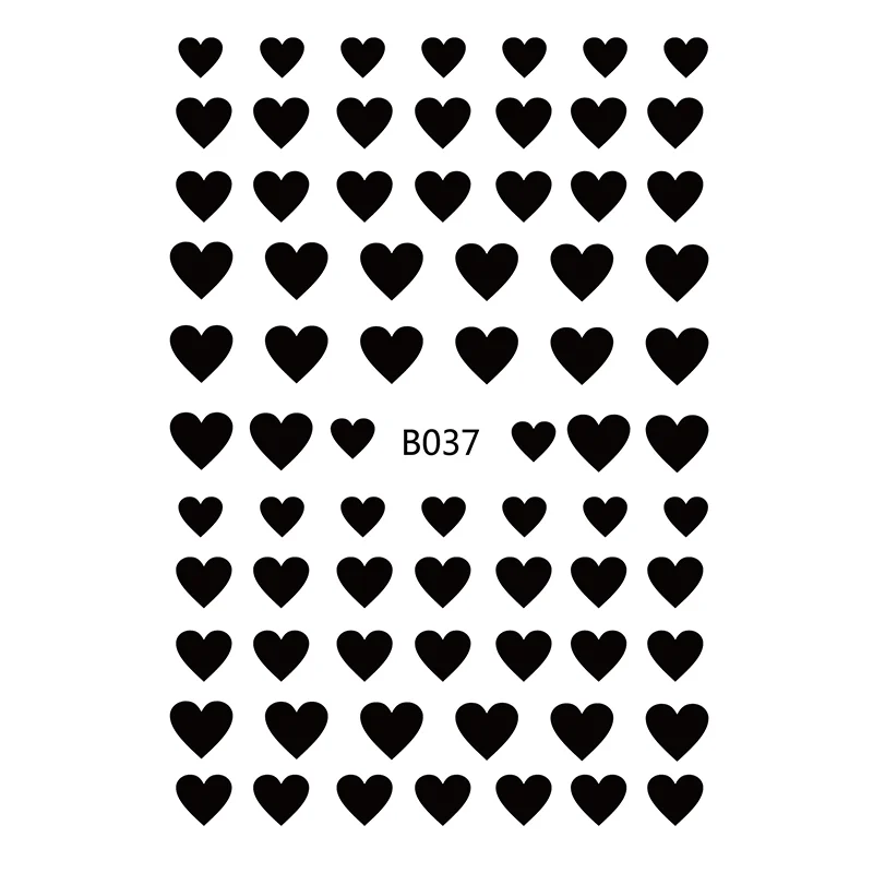 

3D Designs Silver Gold Love Heart Nail Sticker Valentine's Day Black Red Transfer Decals Slider Adhesive Nails Art Decorations