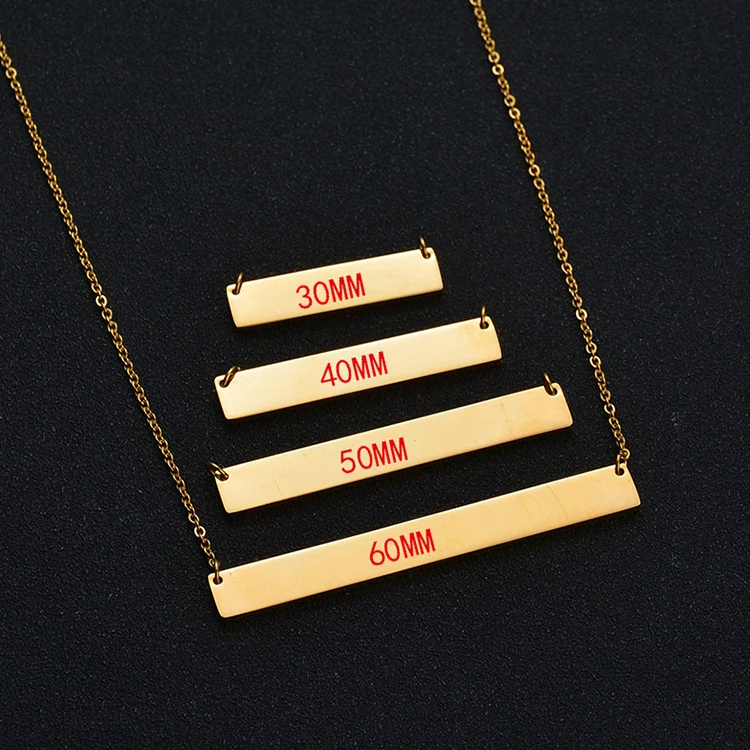 

Fashion Jewelry Custom Metal 3d Engraved Name Stainless Steel Gold Blank Personalised Bar Necklace, 18k gold /18k rose gold/18k rhodium