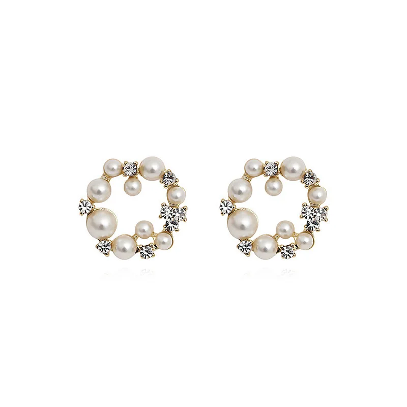 

2020 High Quality French Romance Pearl Hoop Earrings Korean Earrings New Earrings Jewelry, As picture