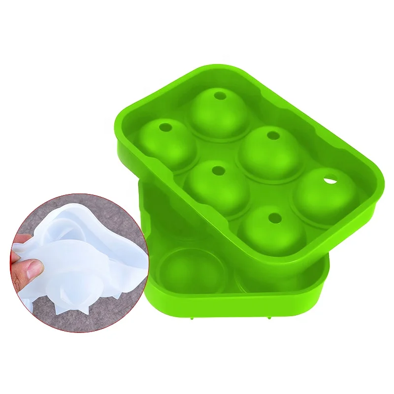 

6 cavity high quality hot selling Amazon oem food grade foodgrade bpa free diamond silicone large ice ball and square mold, Customized color