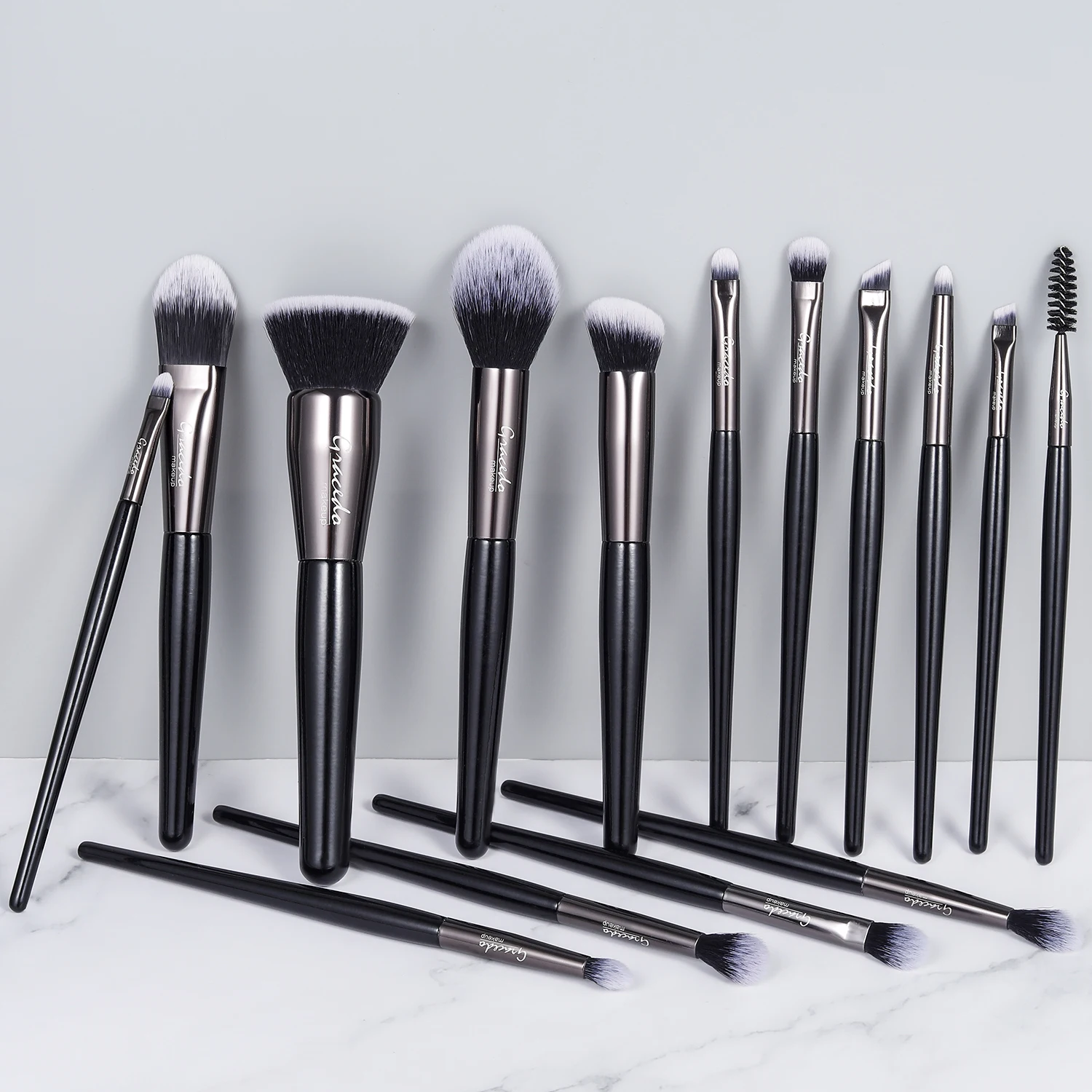 GRACEDO GR139 RTS Professional 15-Piece Synthetic Hair Wood Handle Luxury Makeup Brush Set for Face Shaving Brush Low MOQ 1 Set