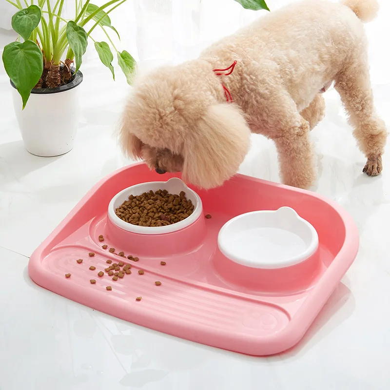 

New design splash proof leak proof dog dog pet food bowl supplies bowl pet non-slip double bowl