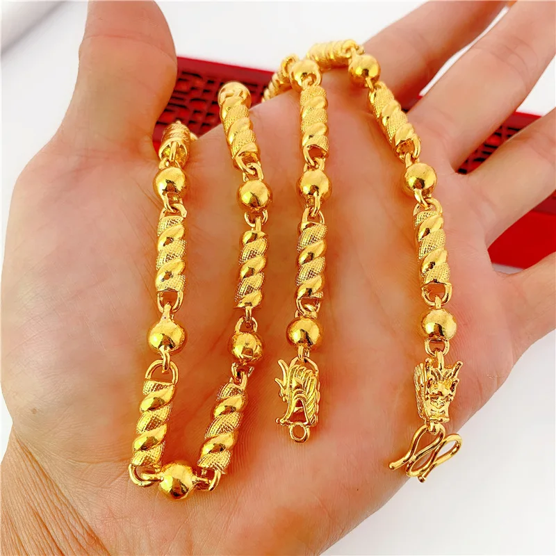 

Vietnam Sand Gold Colorfast Chain Jewelry Brass Plated Bold Artificial Men's Spiral Necklace