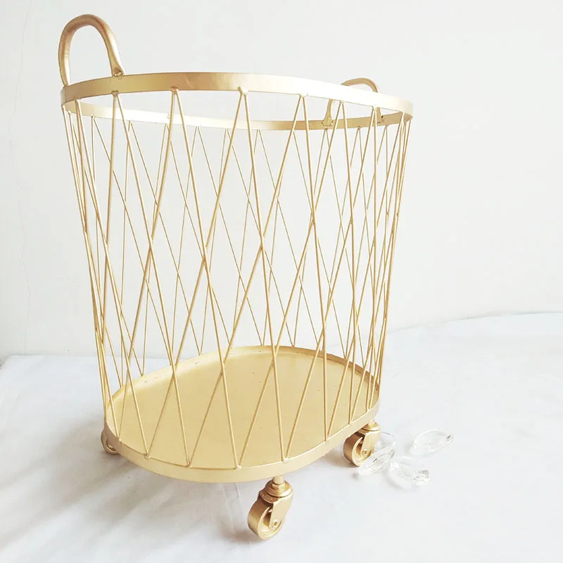 

Classic gold color big capacity iron wire organizer solution nordic laundry basket
