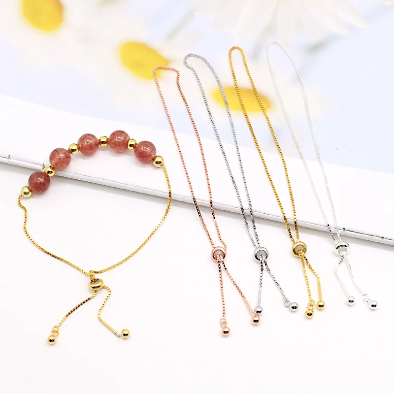 

Wholesale 925 sterling silver accessory adjustable bracelet with fixed silica gel bead and screw for jewelry making
