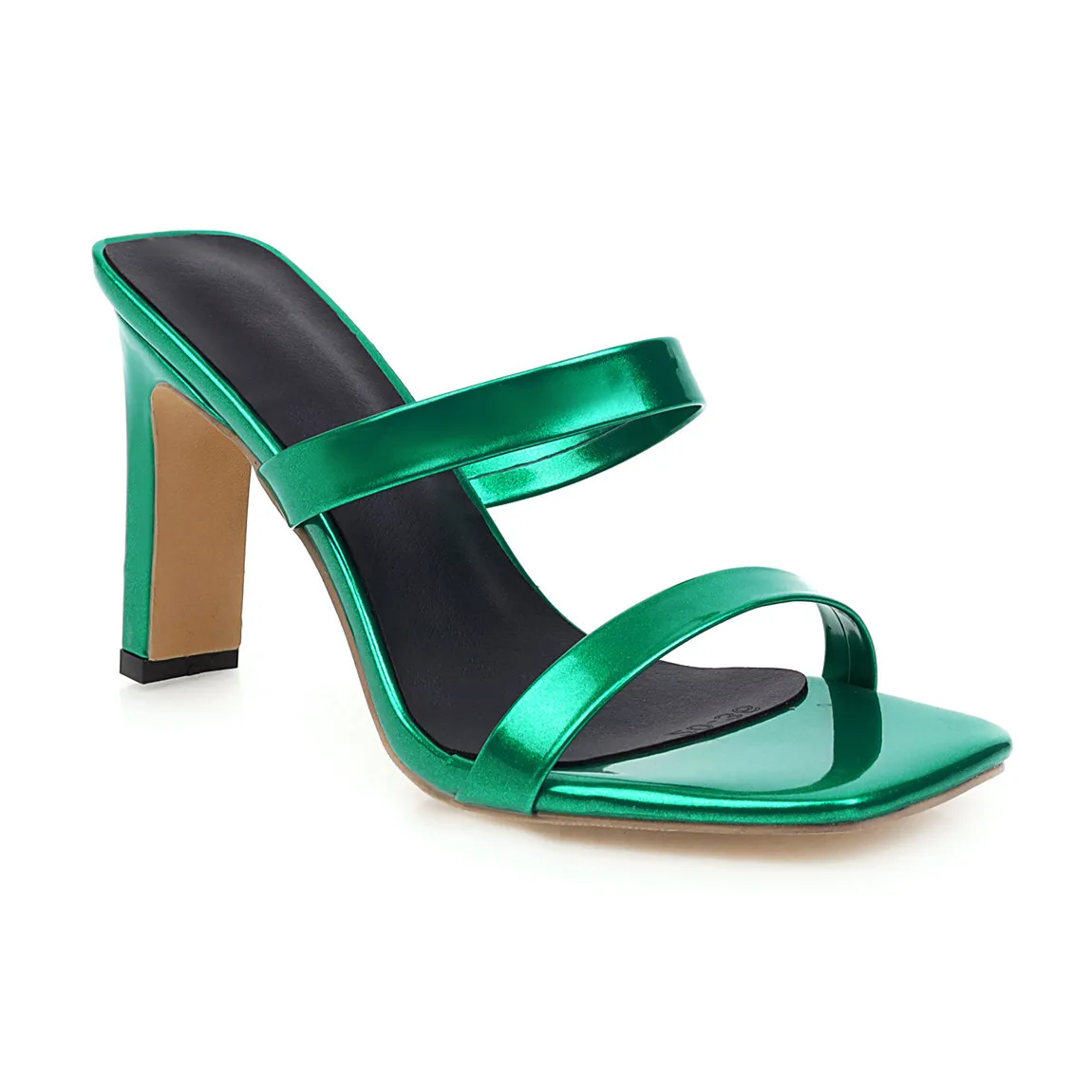 

C Latest Summer Shoes Party Block Heel Sandals Open Toe High Heel Slipper Women Large Size, White;black;green;pink;brown;gold;silver