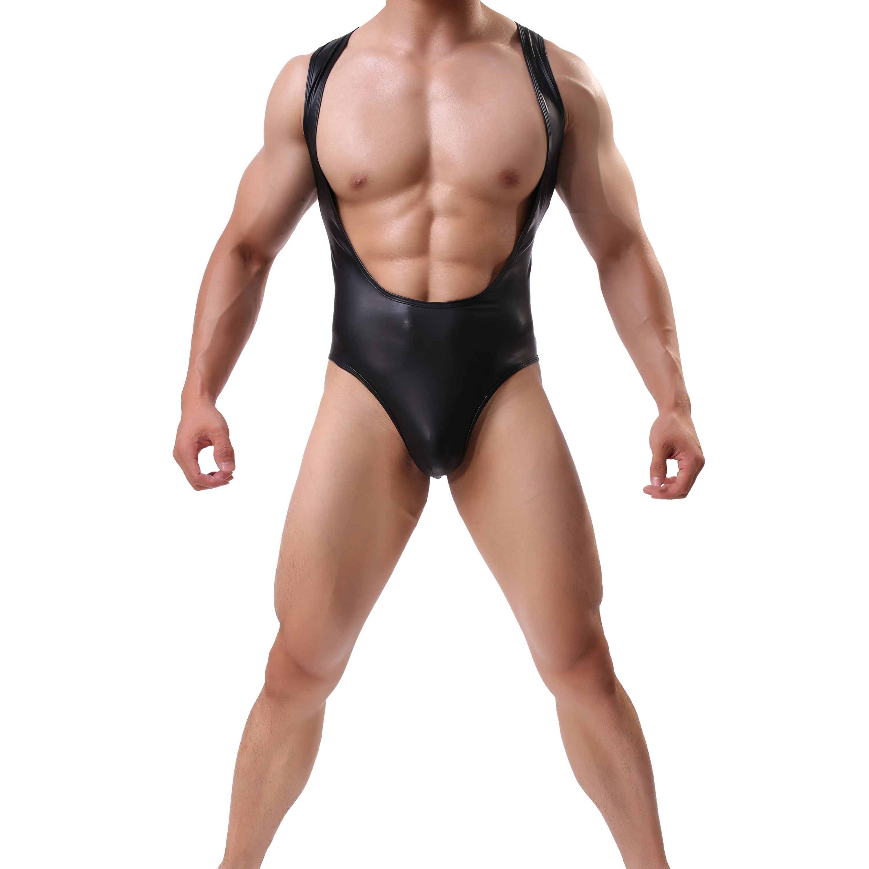 

Hot selling mens Bodybuilding Bodysuits sexy gay black leather underwear, Existing or as customer's require