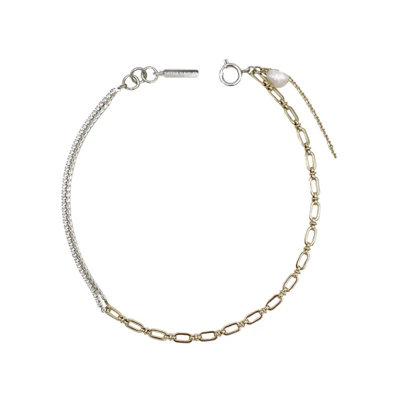 

JUHU Silver Color Matching Rhinestone Chain Cross Natural Pearl Tassel Short Necklace Female Clavicle Chain