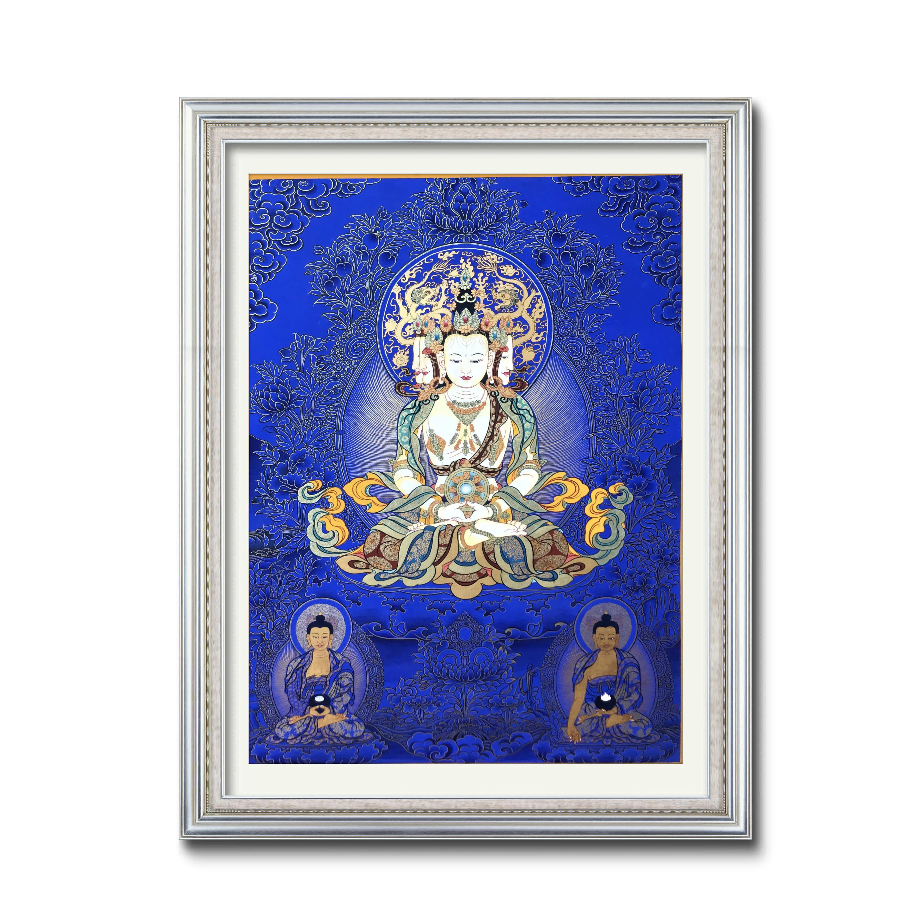 

Custom pure gold hand painted Buddhist portrait maha vairocana Thangka RL-2