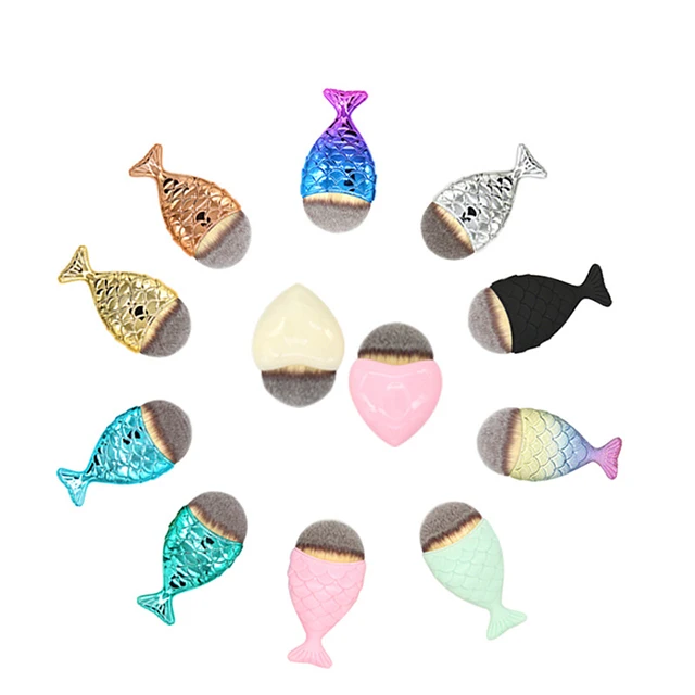 

Fish tail heart Mermaid single foundation brush cosmetic tool fish shape makeup for face foundation brushes, Customized color