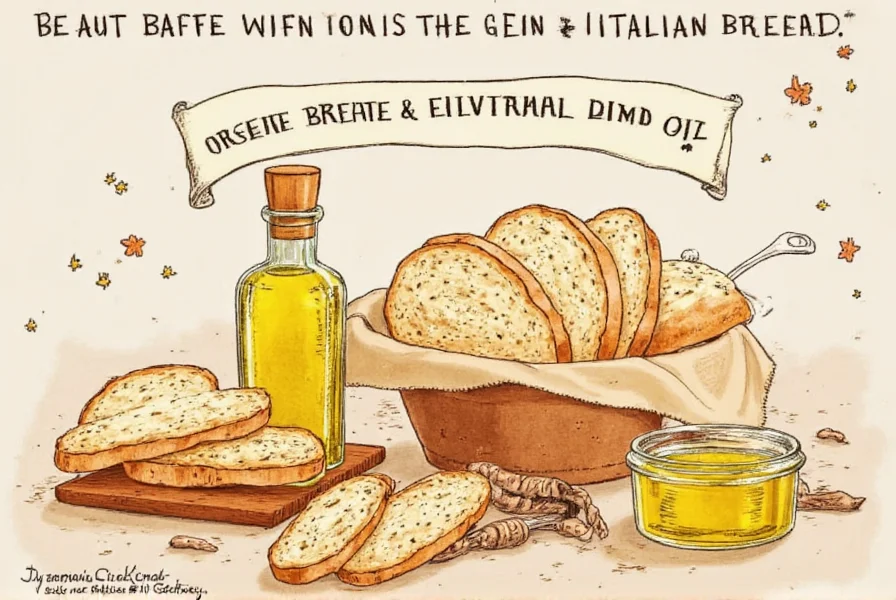 Italian bread and oil at a table