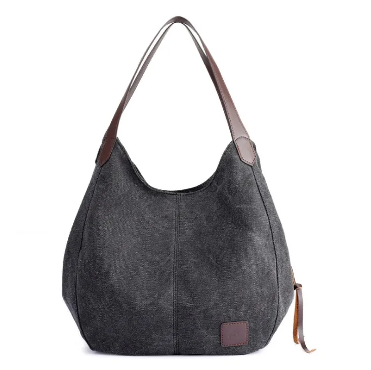 

Promotional Hot Sale Shopping Messenger Bag Women Handbags Shoulder Canvas Tote Bag Leather Handle, Customized