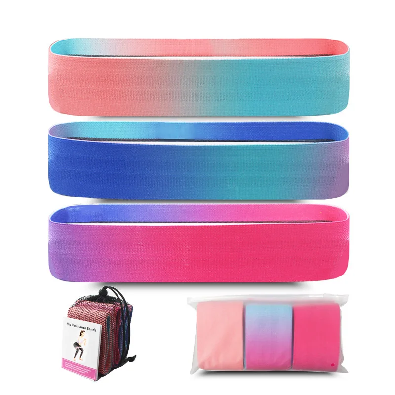 

wholesale short gradient color fitness resistance bands fitness hip resistance bands set of three bands