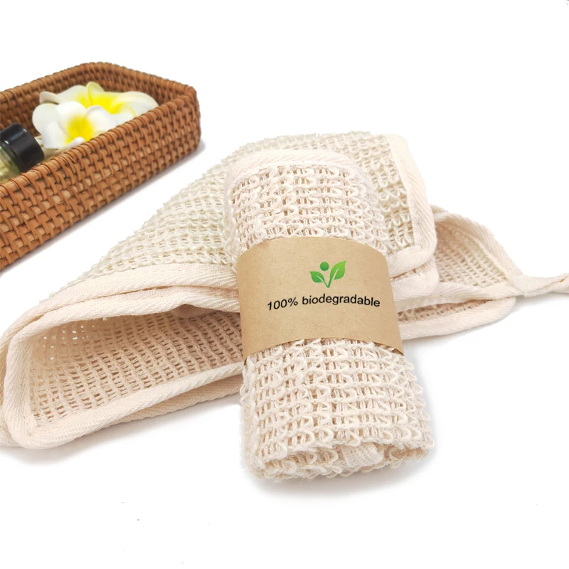

Wholesale Eco Friendly Reusable Bath Supplies Exfoliating Loofah Towel Sisal Natural Bath Wash Cloth Body Sponge Washing Cloth