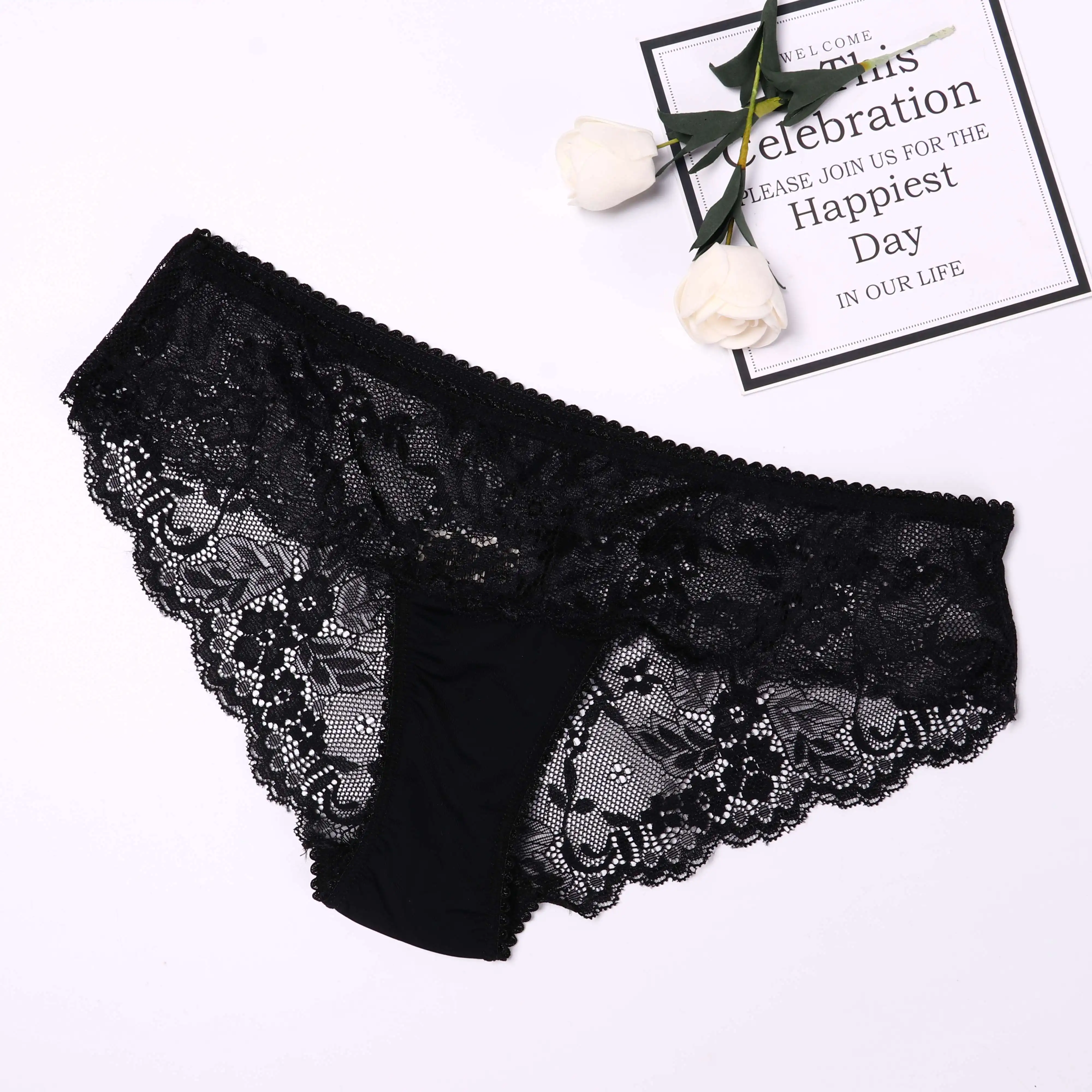 

Women Sexy Seamless Briefs,Ultra-Thin Transparent Flower Embroidered Patterned Plus Size Underwear Cotton Lace Panties