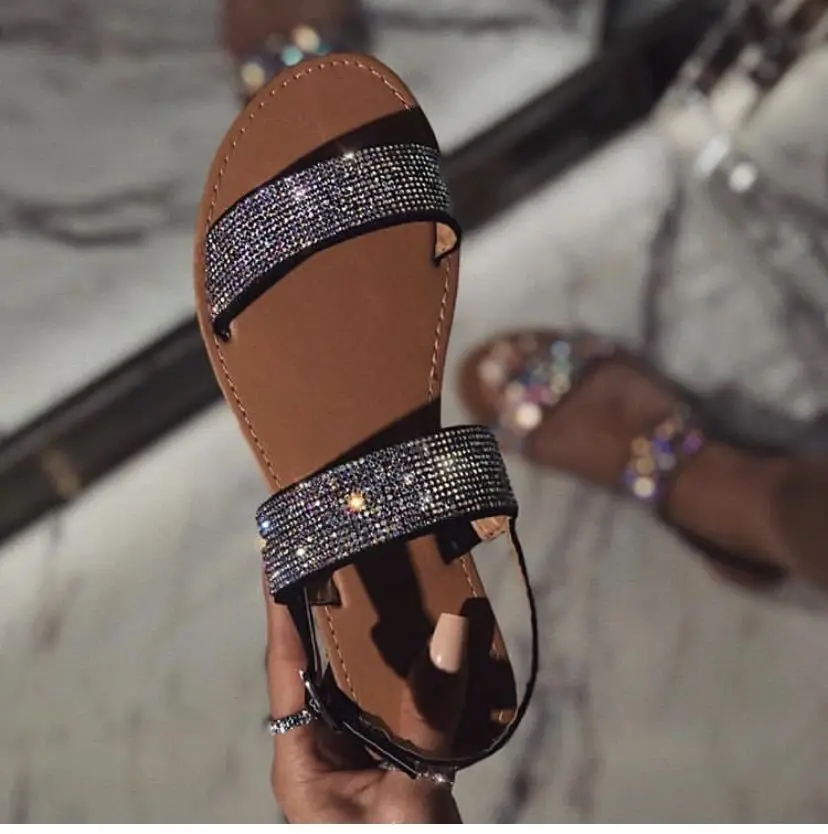 

Women Summer Flat Bling Sandals Transparent Soft Jelly Shoes Female Flip Flops Sandals Outdoor Beach Ladies Slides Drop Ship, As picture