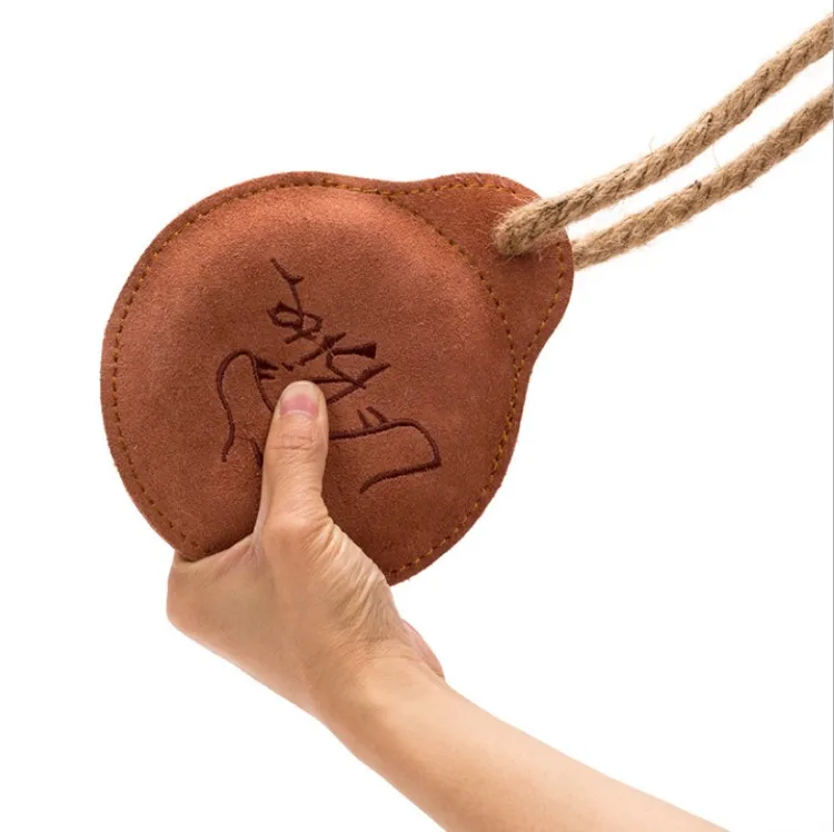 

Cowhide Leather Frisbee Dog Toy Pet Training Chew Toy Durable Biting Dog Toys, White/ green/ brown