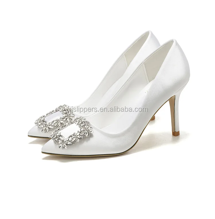 white bridal shoes with rhinestones