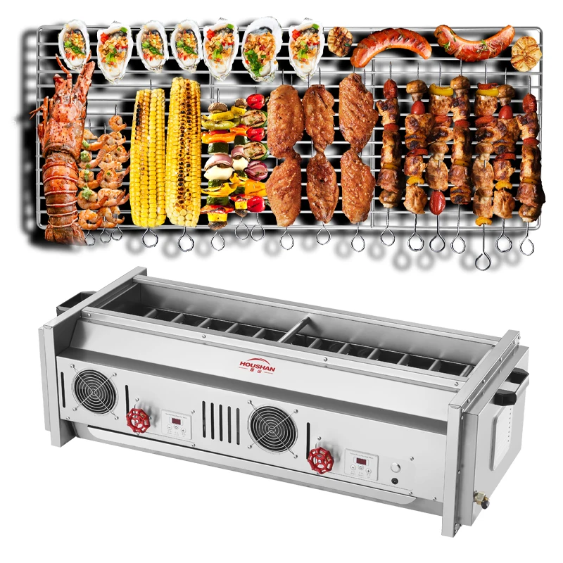 

Tabletop Flat BBQ LPG Gas Grill Kabobs BBQ Home Kitchen Garden Party Smoke-free Outdoor