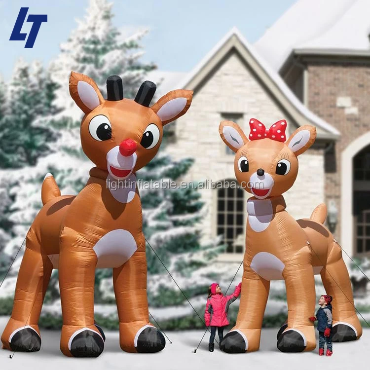 Giant Outdoor Christmas Inflatable Reindeer Puppet For Advertising