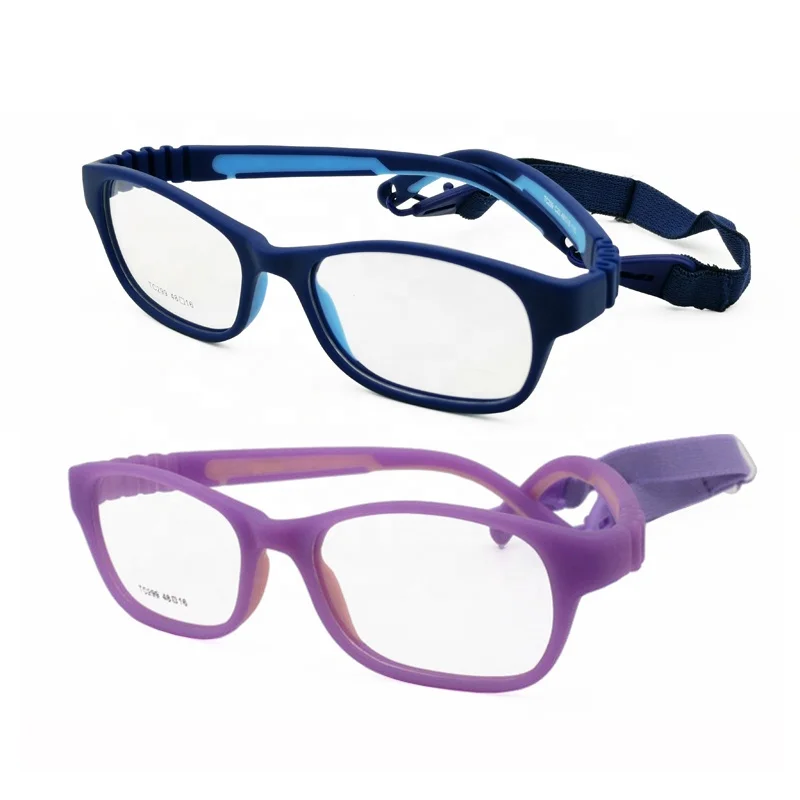 

One body environmental dual colors TR90 square optical glasses frame hingeless temple elastic strap silicon nose pads 299