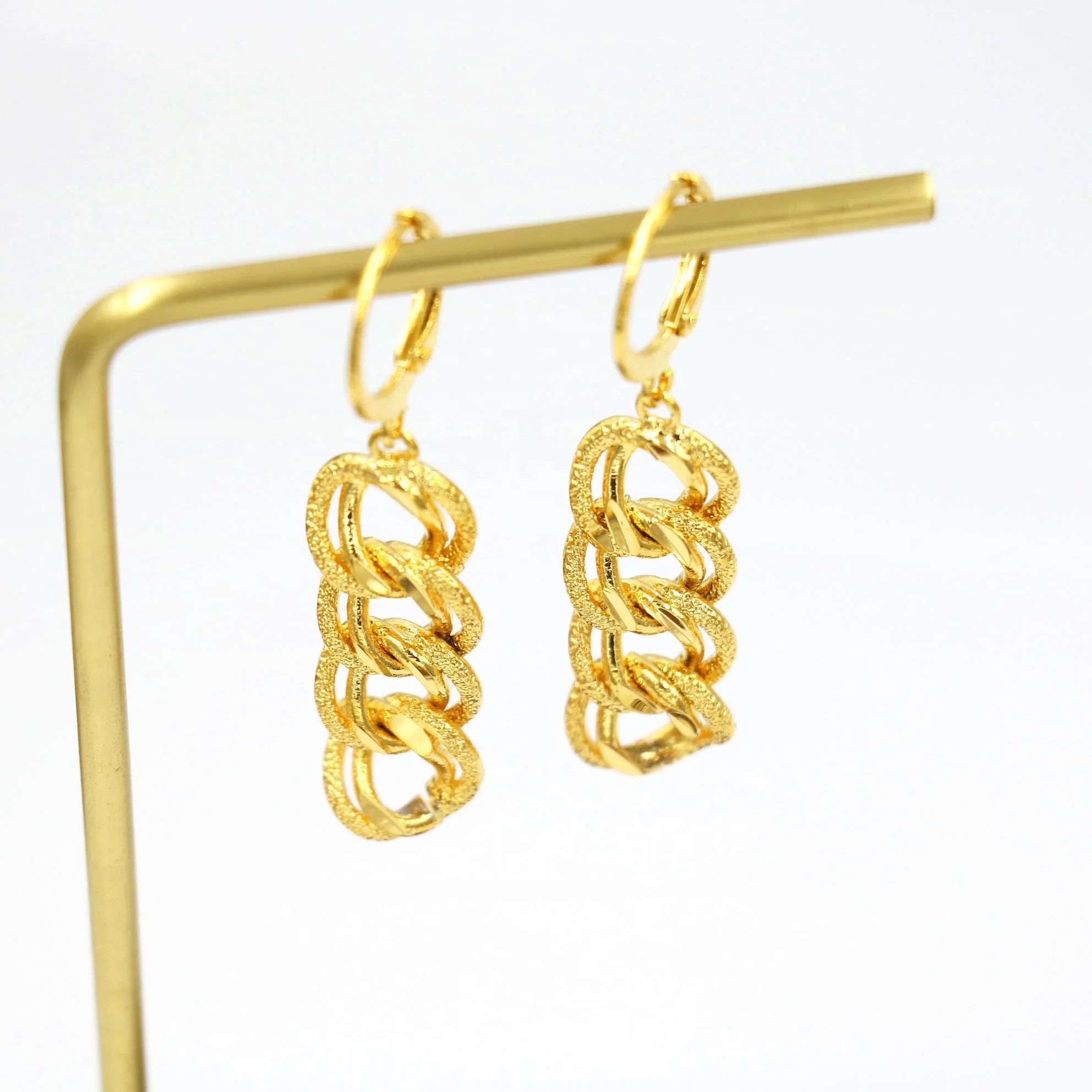 

JXX-179546 Jewelry 2021 Fashion 24K Link Drop Earrings +Cuban Chain Link Earrings Women, Picture
