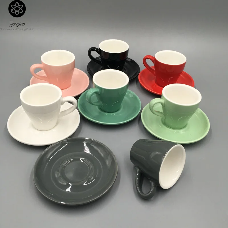 

custom new bone china printed espresso coffee cups and saucer set, White;black;grey;pink;green;light green;red