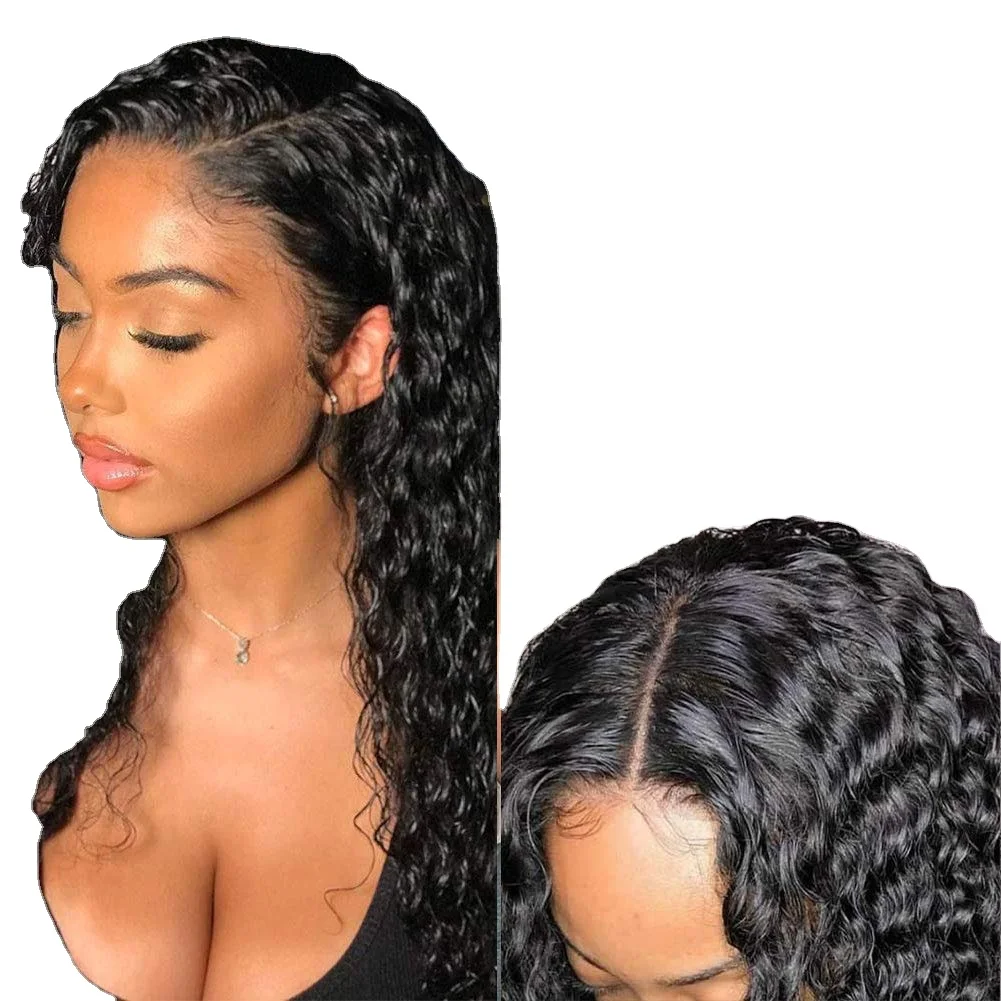 

High quality lace curly deep wave wig brazilian long natural human hair toupee