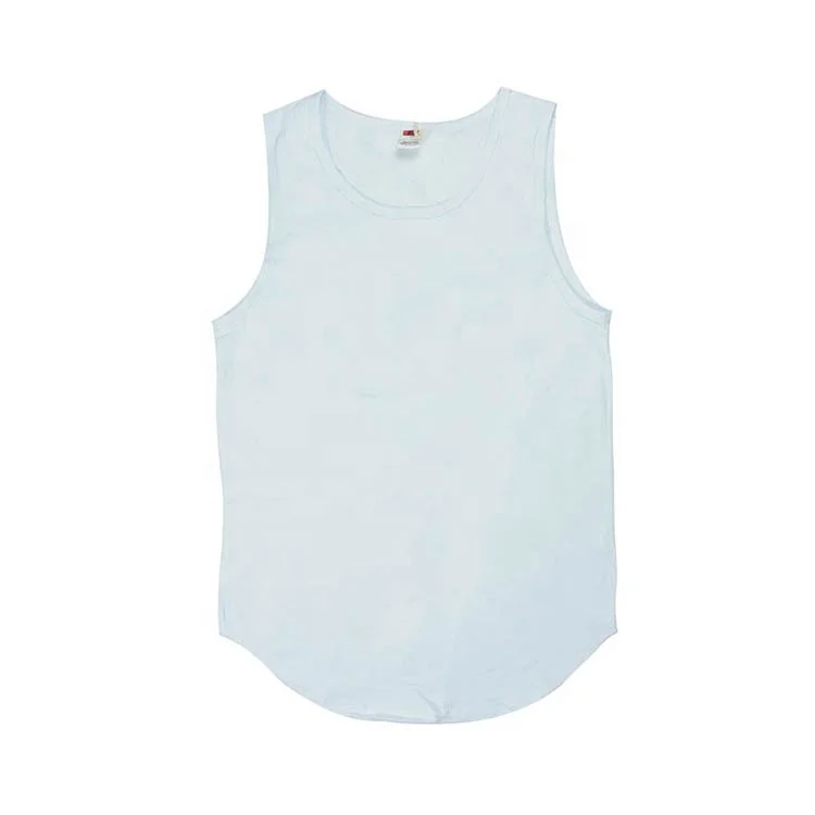 

Custom Logo 95% Cotton Men Gym Round Bottom Sleeveless Tank Top