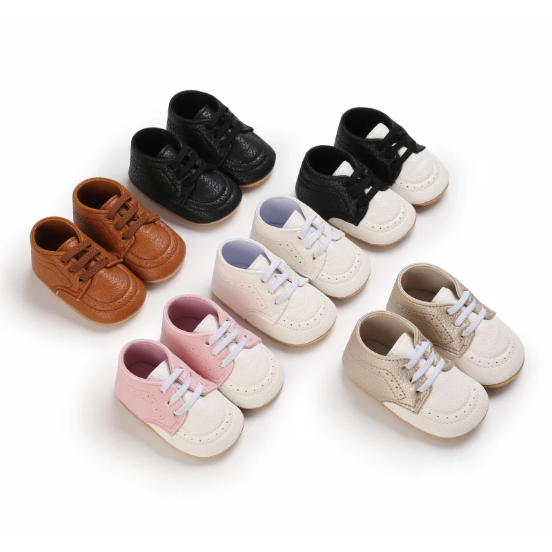 

Toddler Shoes ODM/OEM Fashion PU Leather Rubber Soles Shoes 0-1 Year First Walker Shoes for Boys and Girls, 6 colors