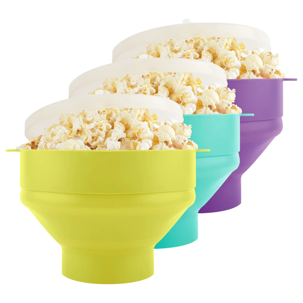 

Microwave Oven Safe Easily-used Collapsible Silicone Popcorn Maker Bowl