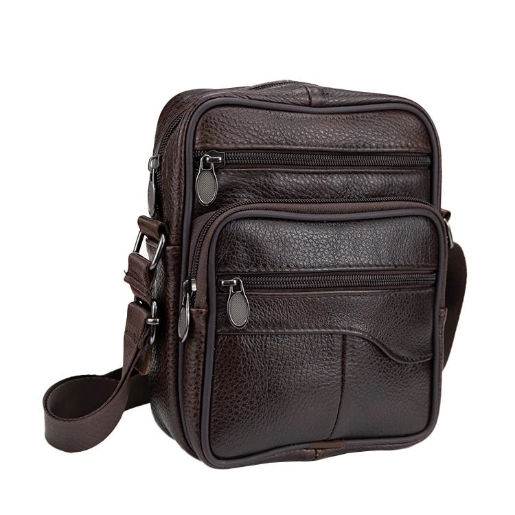 

Cheap Low MOQ Mini Men Messenger Genuine Leather Bag, Brown