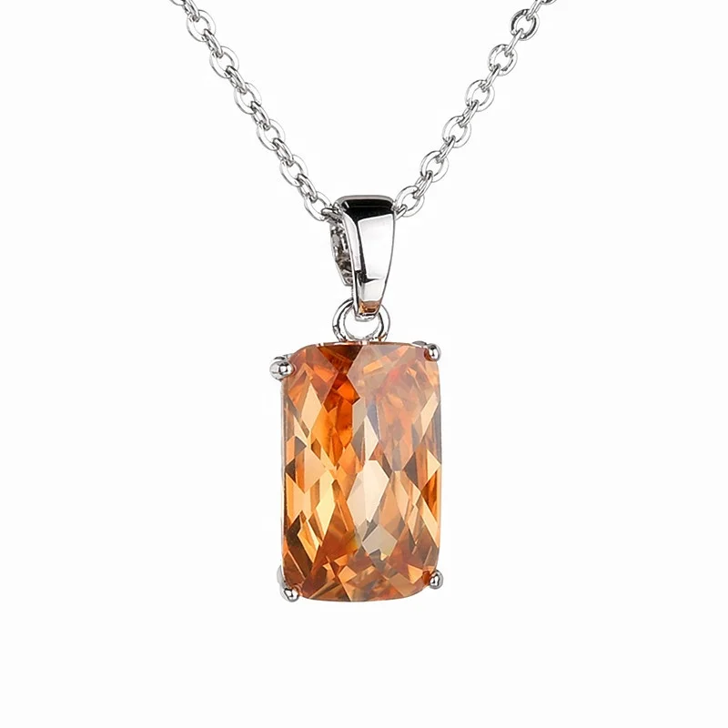

High Quality European and American classic style rectangular mosaic quality zircon pendant Wedding Necklaces For Women, Customized color
