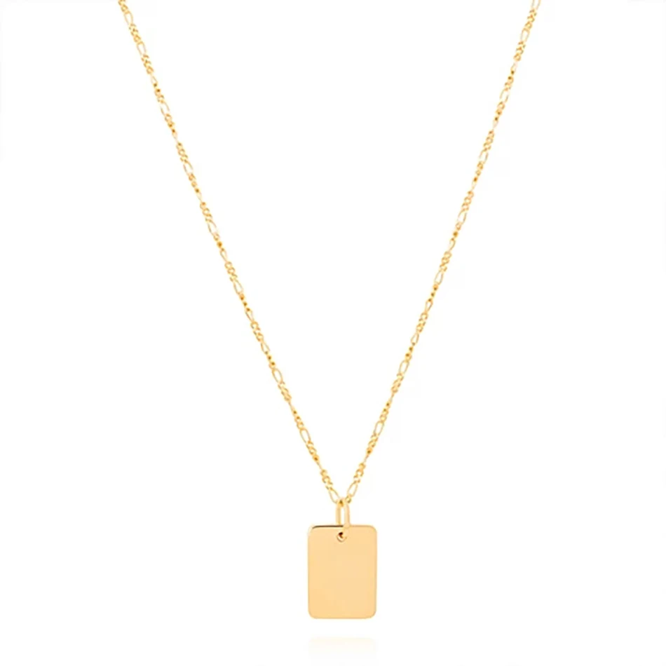 

925 sterling silver Custom logo Necklace basic rectangle pendant necklace 18K gold plated basic large id necklace