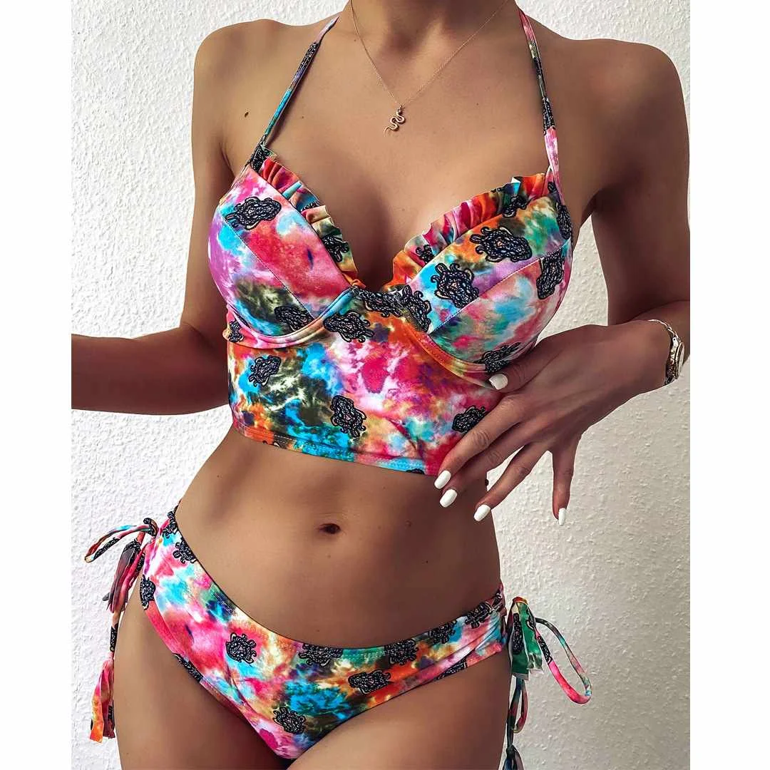 

Badeanzug Frauen Supplier Fashion Ethnic Style Designs Tie And Dye Woman Swimwear Bikini Swimsuit