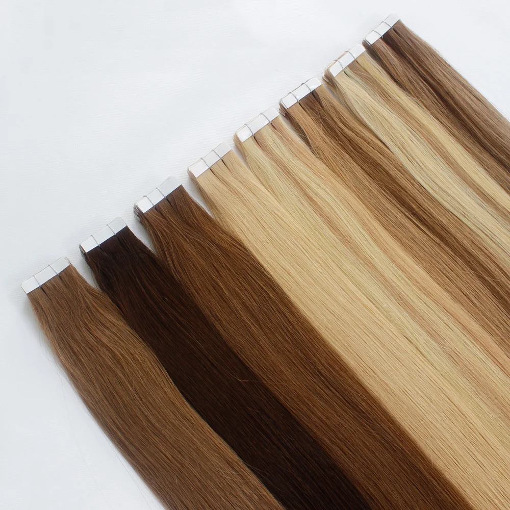 

inventory Wholesale 100 remy European Skin Weft premium tape hair extensions in stock ombre remy 30 inch, All colors