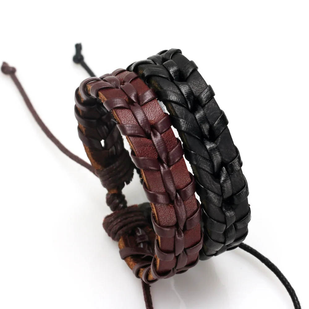 

Retro Fashion Hand Woven Leather Man Minimalistic Punk Style Adjustable Bracelet