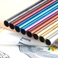 

5pcs/lot Reusable Drinking Straws Set 304 Metal Stainless Steel Straw