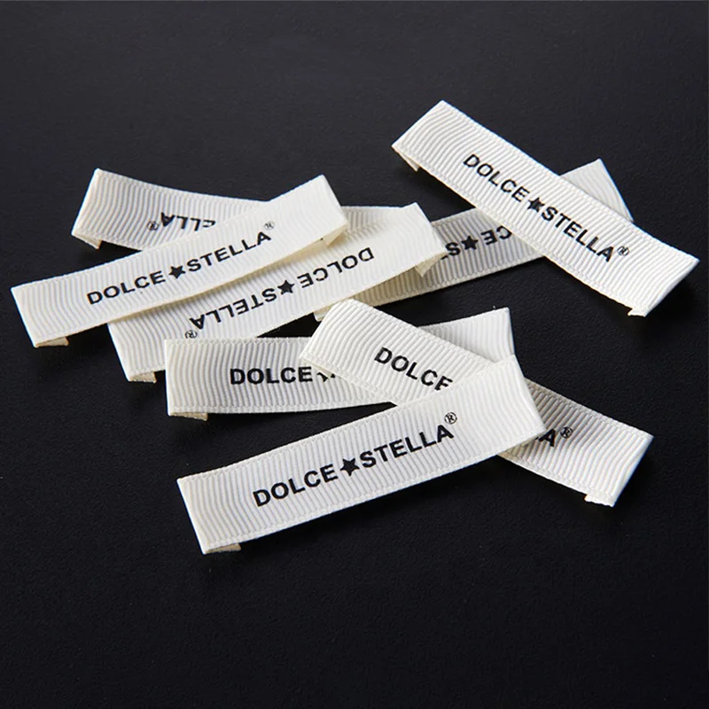 

Custom Loop Woven Label Heat Press Woven Labels Neck Label Woven for Clothing, Up to 12 colors, follow pantone color chart