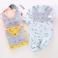 

Baby clothes wholesale removable bib cartoon soft breathable washable cotton romper Newborn baby jumpsuit