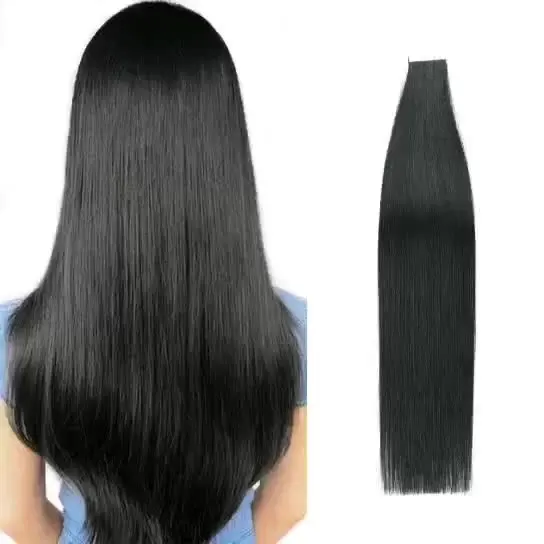 

Manufacture supply tape in Hair Extensions Human Hair Straight Seamless Skin Weft Jet Black Tape Hair Extensions, Multi color, custom