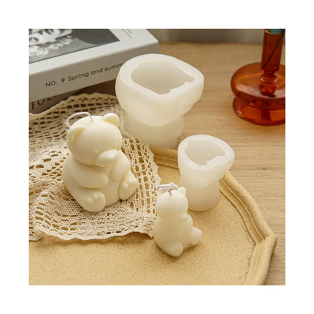 

DLW007 Custom Made Teddy Bear 3d Candle Molds Silicone Mousse Molds Cake Tools Baking Molds For Decorating Fondant Cakes, White