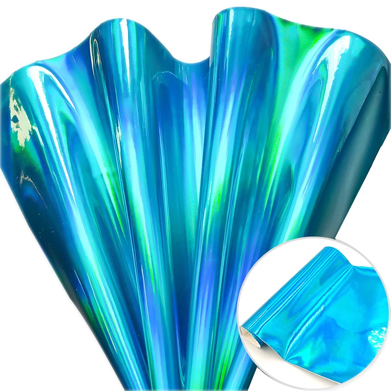 
Glossy Shiny Faux Pu Leather Glitter Material Fabric Holographic Synthetic Pvc Pu Leather Sheet For Ladies Bag 