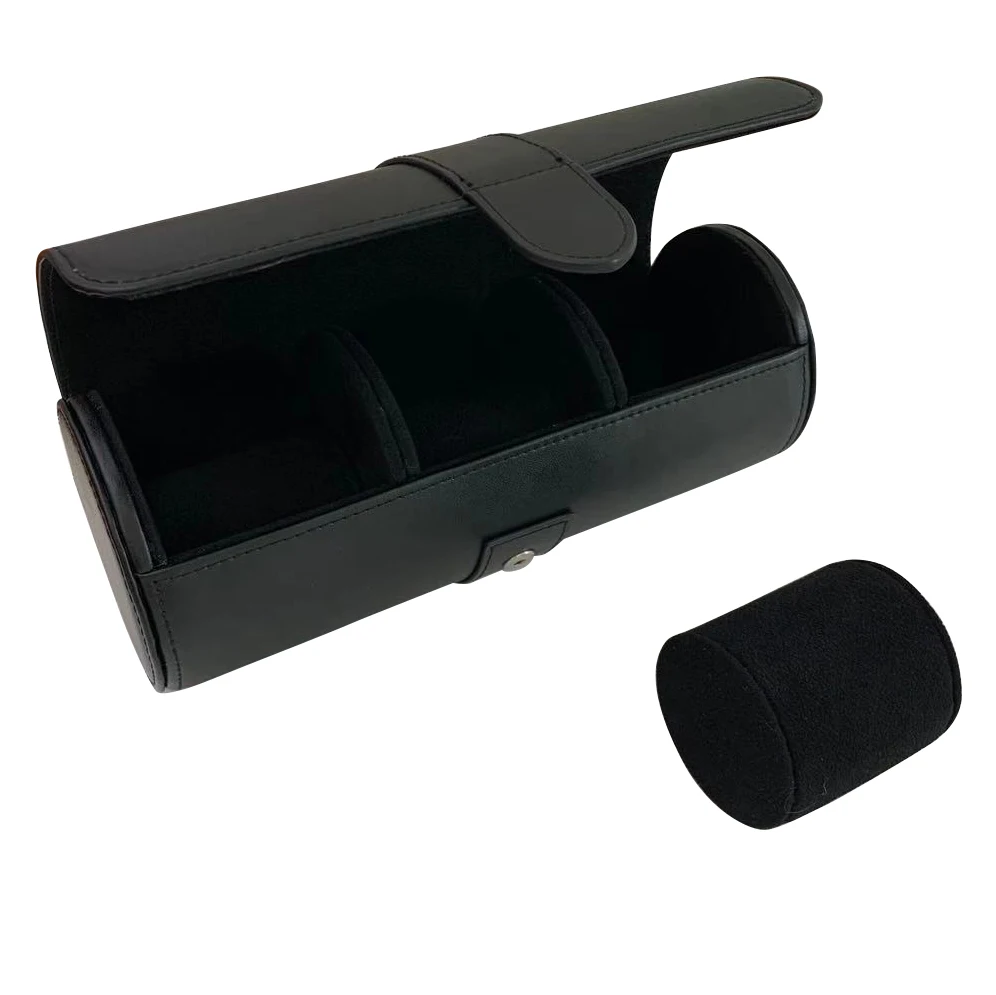 

Cylindrical Genuine Leather Watch Ring Box Roll Watch box