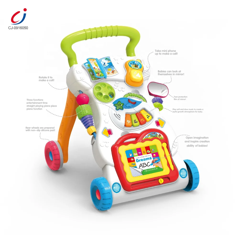 

High quality plastic pushing baby trolley walker with music