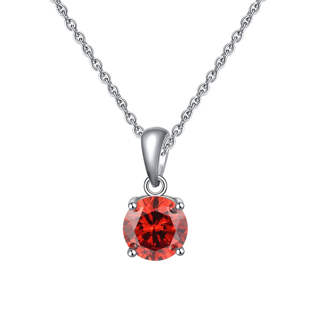 

Wholesale Stainless Steel Birthday Birth Month Jewelry Round Diamond AAA CZ Zircon Stone Charm Pendant Lucky Birthstone Necklace