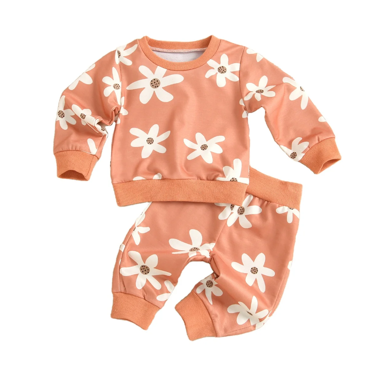 

6058 Spring Autumn Newborn Baby Girl Clothes Suit Long Sleeve Floral Print Tops Pants 2pcs Set Toddler Cotton Tracksuit Set