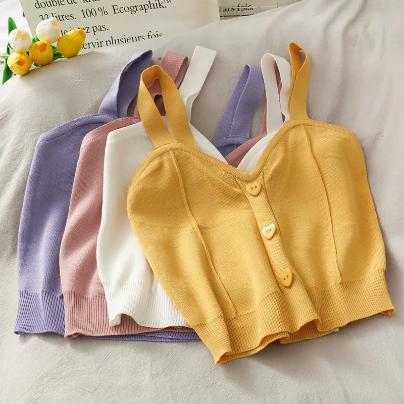 

Girl love suspender vest slim knit sweater thin knit small suspender vest