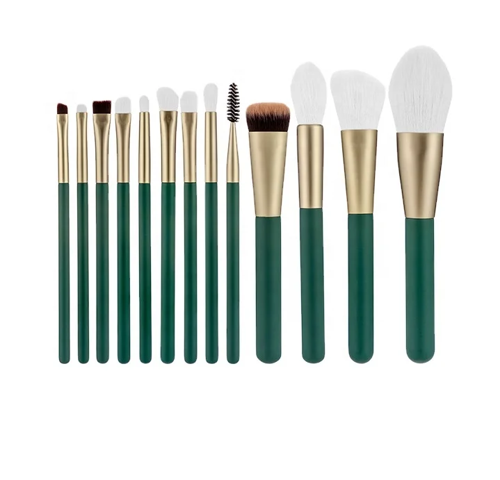 

Professional 13pcs makeup brush set Green high quality Synthetic Makeup Brushes Foundation Powder brush, Same as picture