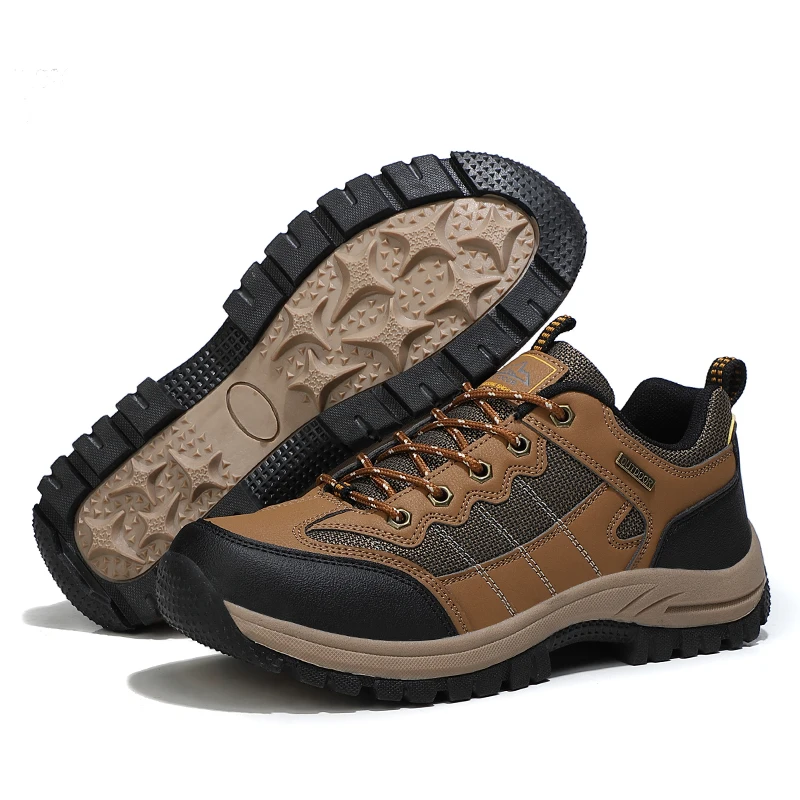 

2021 New Mens Hiking Leather Shoes Waterproof Outdoor Non-Slip Sports Shoes Fashion Black